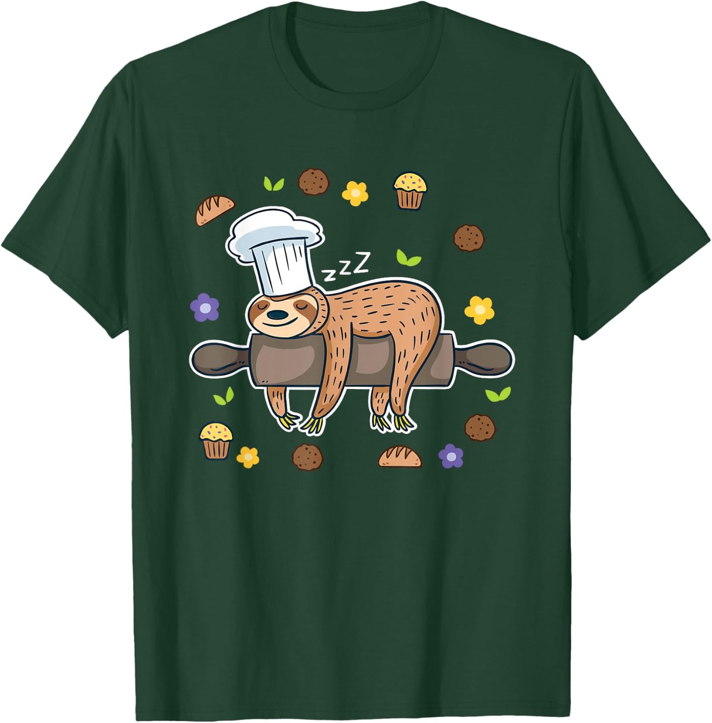 Funny Baking Gifts - Sloth Baker Cupcake Lover - Baker T-Shirt - T-Shirt | Forest
