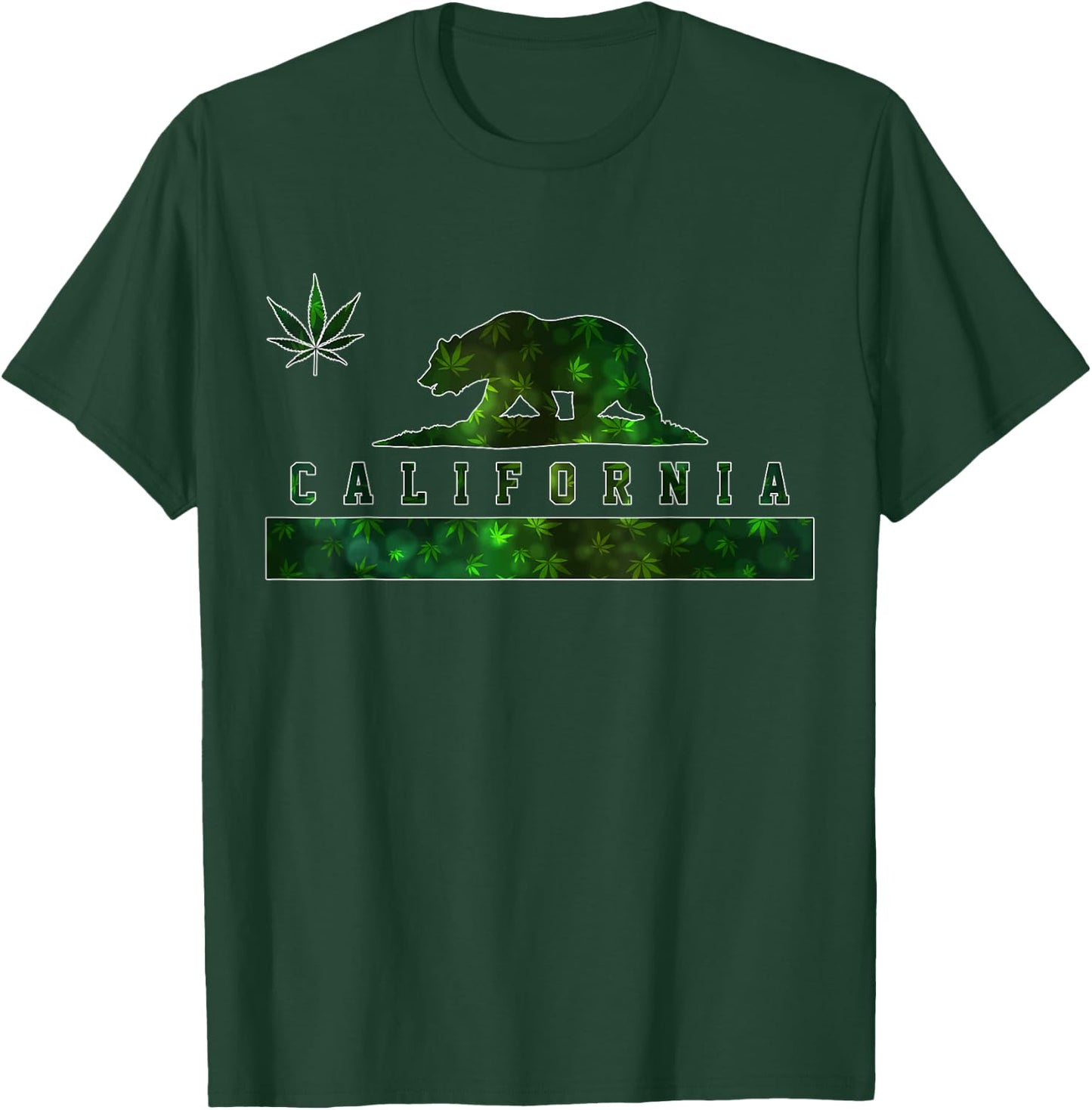 California Cannabis Weed Flag Bear Pot Marijuana 420 Gift T-Shirt - T-Shirt | Forest