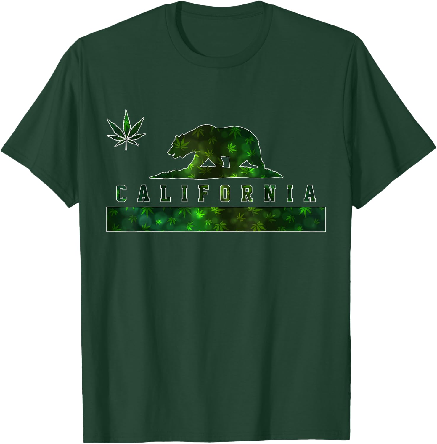 California Cannabis Weed Flag Bear Pot Marijuana 420 Gift T-Shirt - T-Shirt | Forest