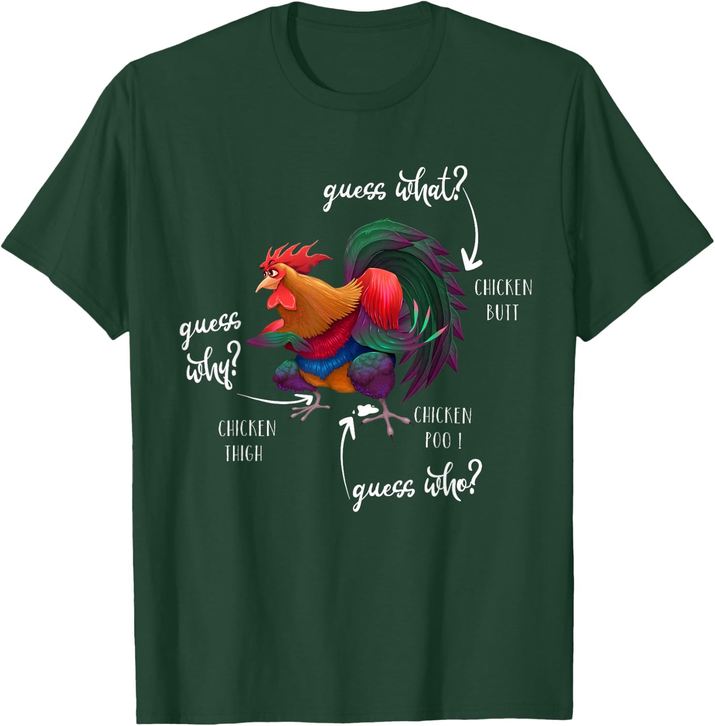 Guess What Chicken Butt Guess Why Chicke Thigh Guess Who Poo T-Shirt - T-Shirt | Forest