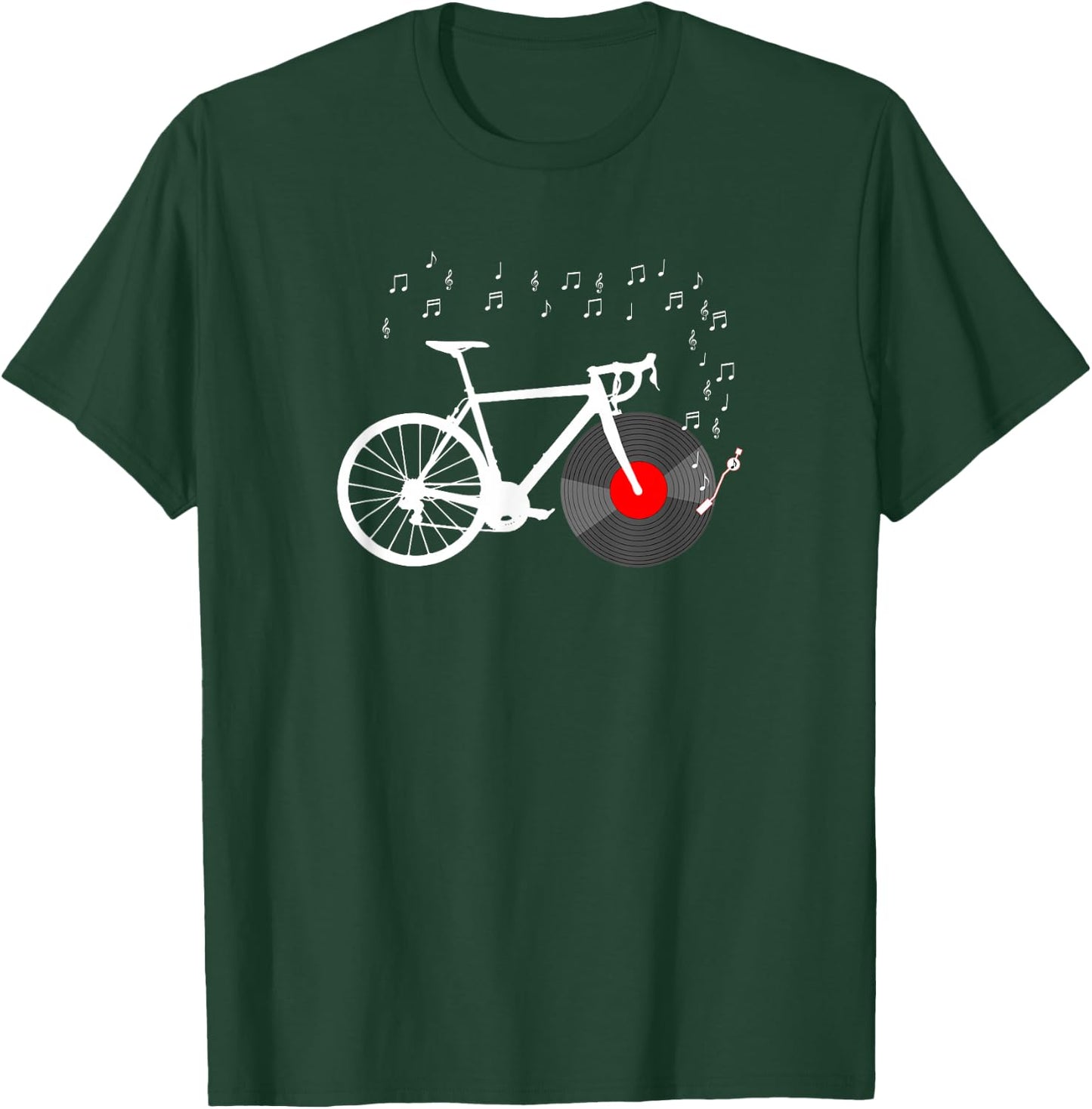 Bicycle Cycling Road Bike Vinyl Record Player Music Cyclist T-Shirt - T-Shirt | Forest