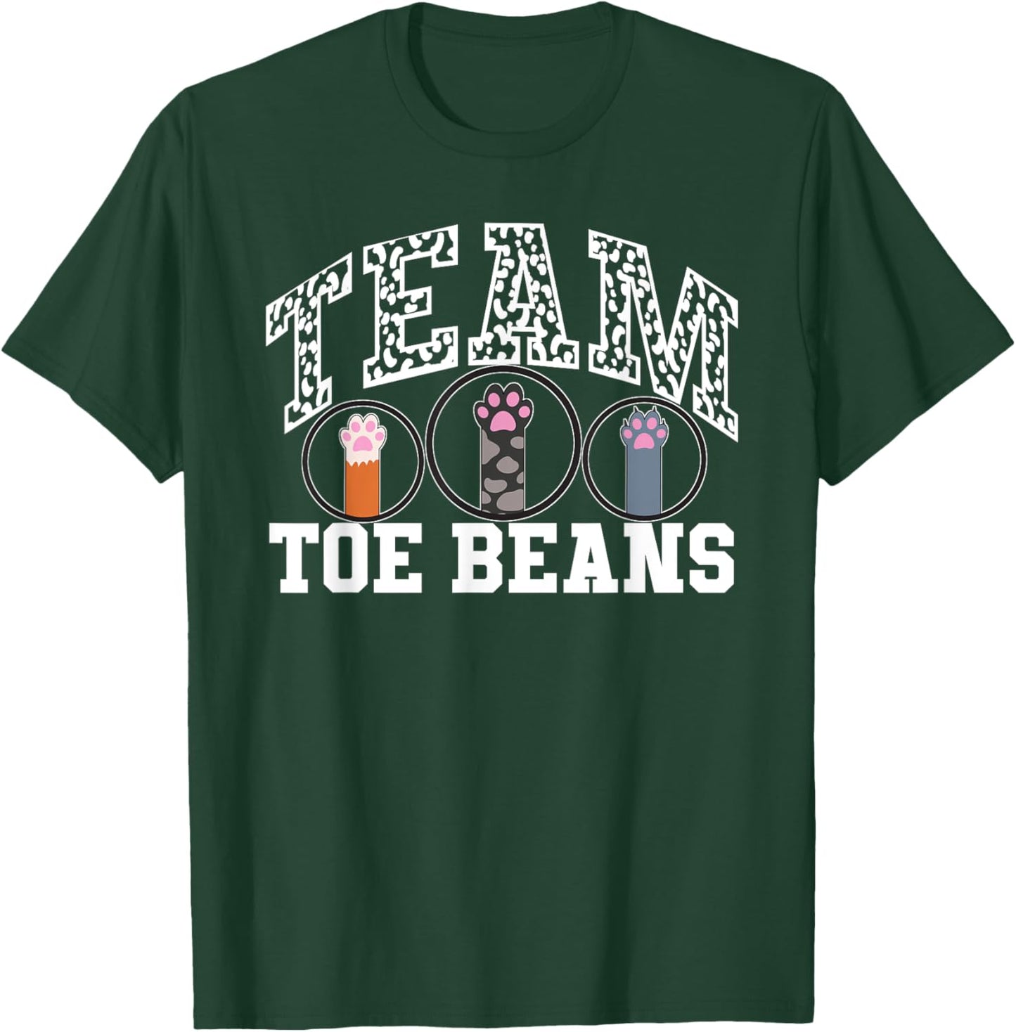 Team Toe Beans Funny Cat People Cat Person Football Game Paw T-Shirt - T-Shirt | Forest