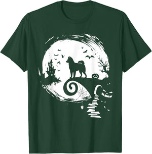 Husky Dog And Moon Halloween Costume Dog Lover Funny T-Shirt - T-Shirt | Forest