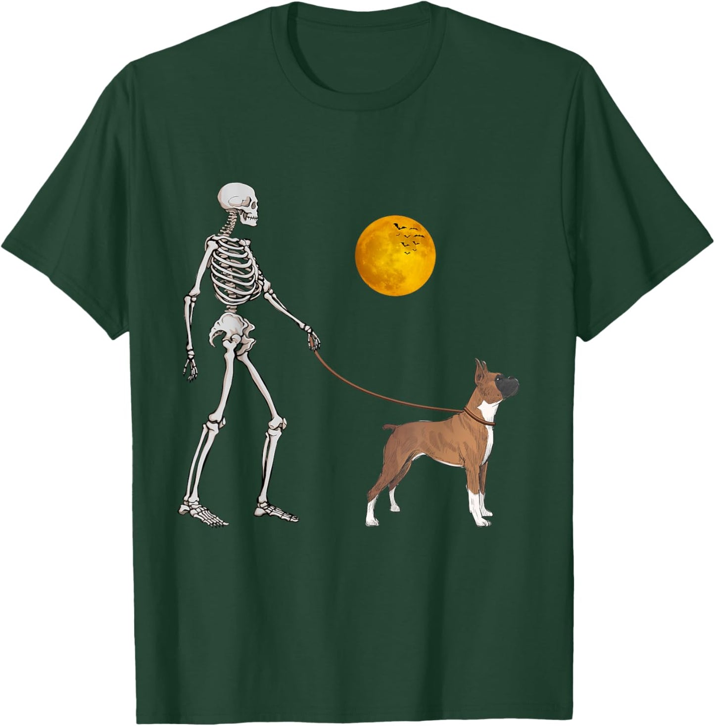 Boxer Skeleton Dog Walking Halloween Costume T-Shirt - T-Shirt | Forest