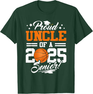 Proud Uncle Of A 2025 Senior Graduate Basketball T-Shirt - T-Shirt | Forest