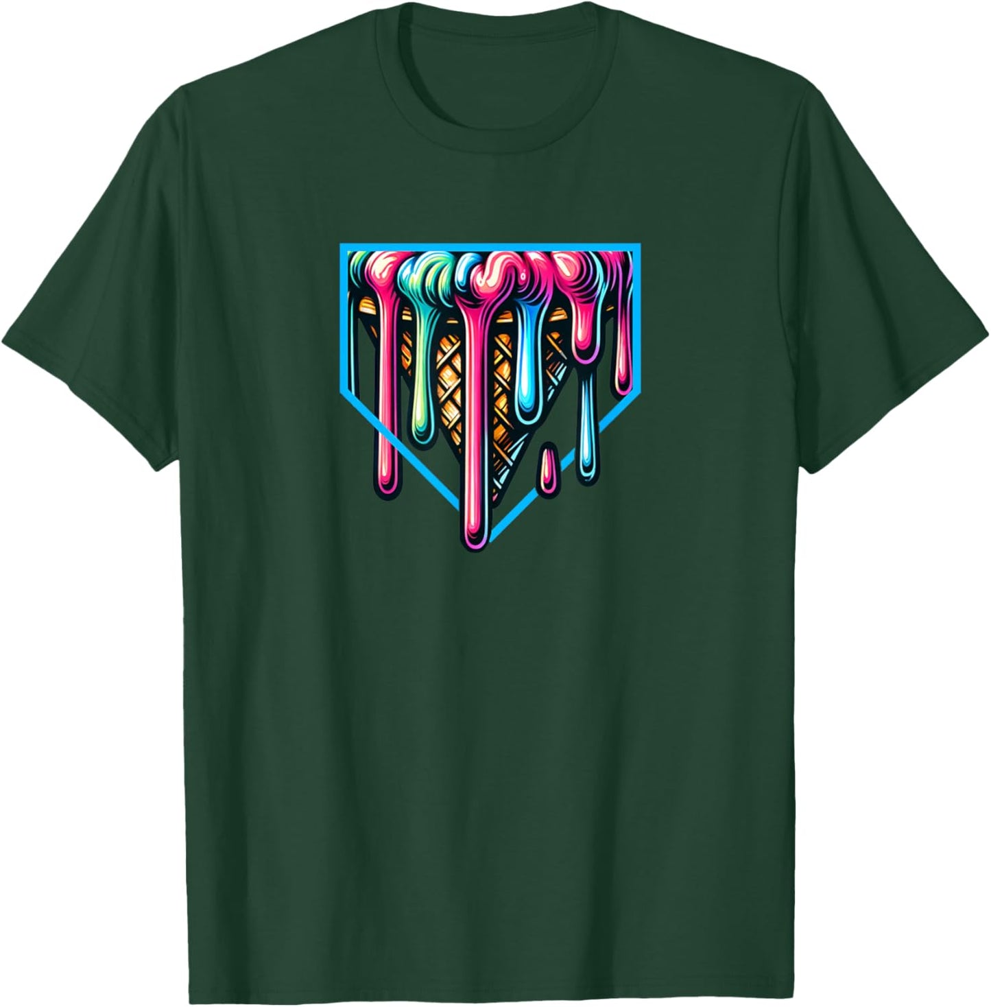 Home Plate Drip - Ice Cream Softball & Baseball T-Shirt - T-Shirt | Forest