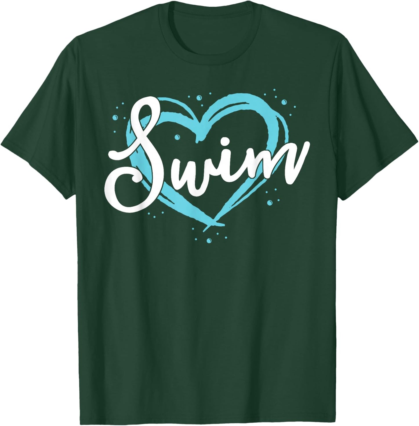 Love Swimming Swim Team Shirt Heart Lover Blue Swimmer Gift T-Shirt - T-Shirt | Forest