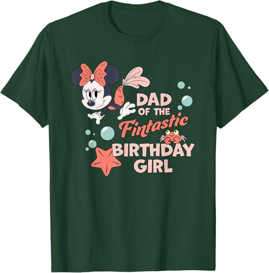 Disney Minnie Mouse Mermaid Dad of The Birthday Girl T-Shirt - T-Shirt | Forest