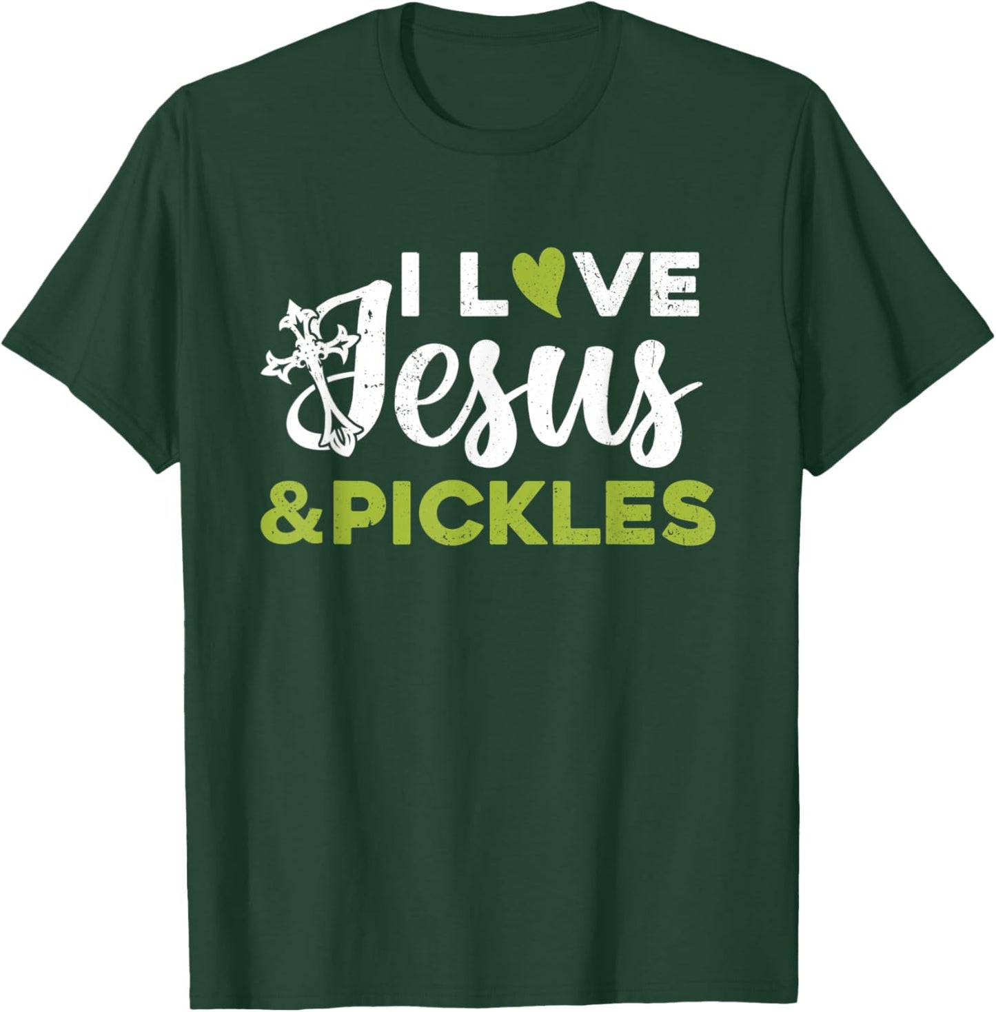I Love Jesus And Pickle Cute Pickle & Sport Lovers Christian T-Shirt - T-Shirt | Forest