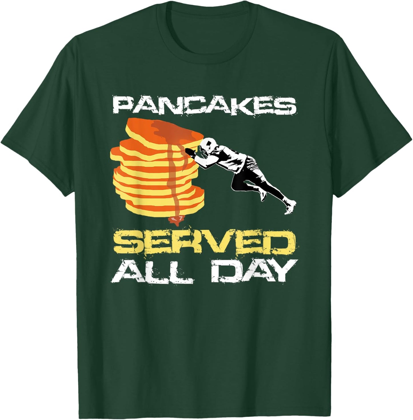 Pancakes Served All Day Fun Lineman Football Christmas Gifts T-Shirt - T-Shirt | Forest