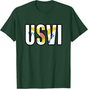 USVI Flag Proud United States Virgin Islands Roots Vintage T-Shirt - T-Shirt | Forest