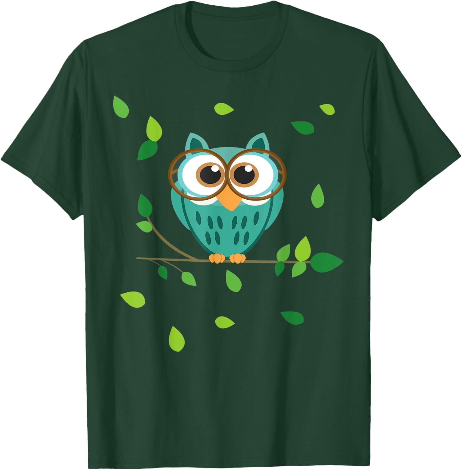 Cute little Owl in the Forest Owls Baby on a Branch T-Shirt - T-Shirt | Forest
