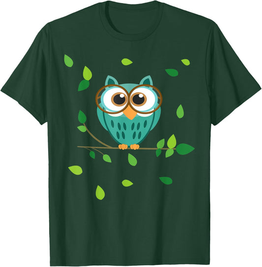 Cute little Owl in the Forest Owls Baby on a Branch T-Shirt - T-Shirt | Forest