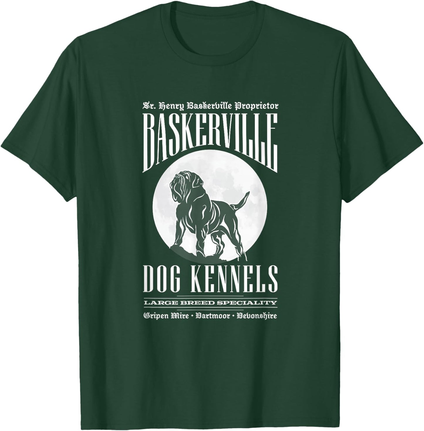 Baskerville Kennels - Sherlock Holmes Design T-Shirt - T-Shirt | Forest