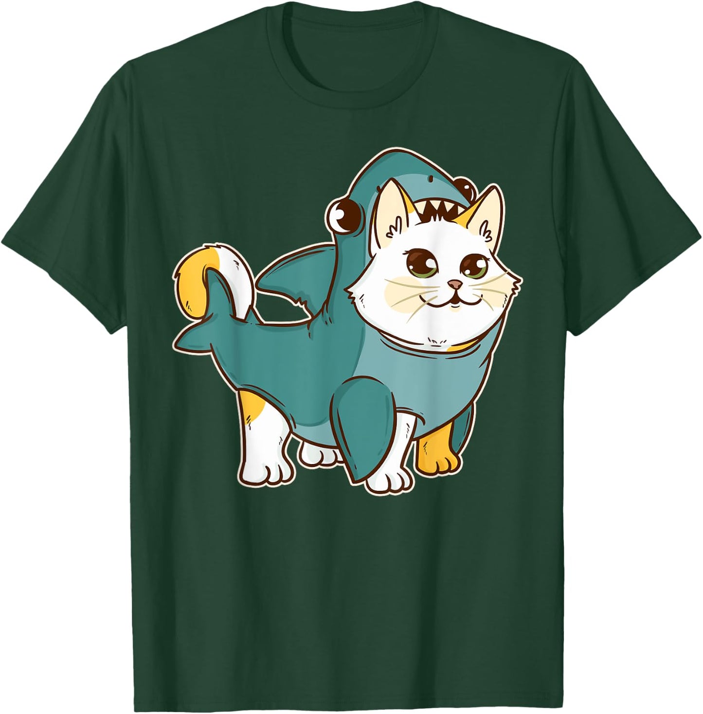 Cat Shark Kawaii Kitten Funny Halloween Costume Men Women Kids T-Shirt - T-Shirt | Forest