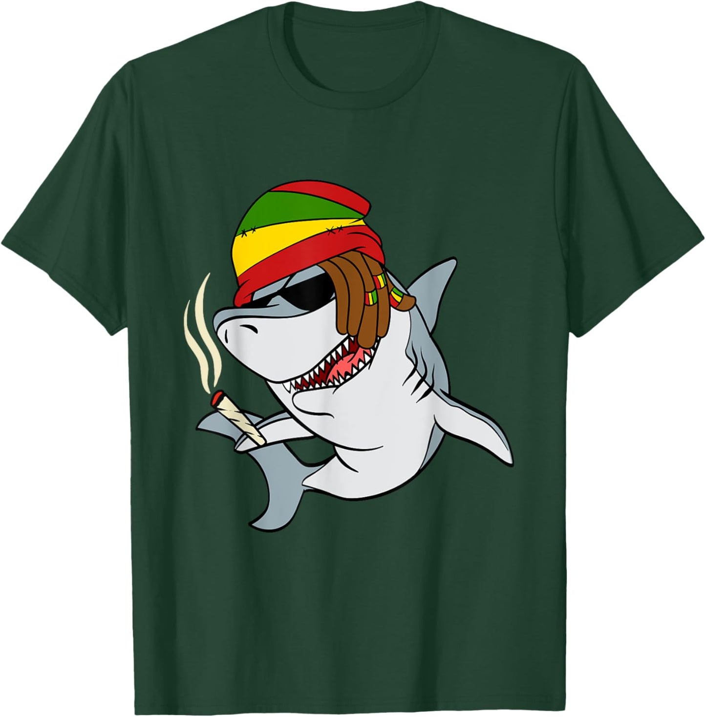 Funny Reggae Shark Design Gift Rastafari Shark T-Shirt - T-Shirt | Forest
