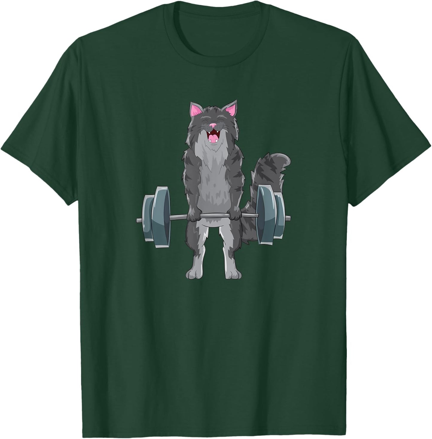 Cat Deadlifting Design Maine Coon Lift Gift T-Shirt - T-Shirt | Forest