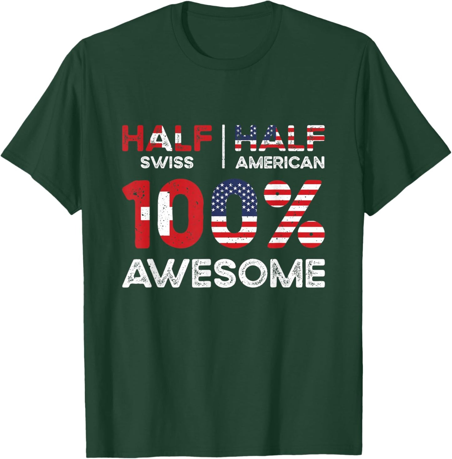 Swiss American Patriot USA Grown Switzerland US Flag T-Shirt - T-Shirt | Forest