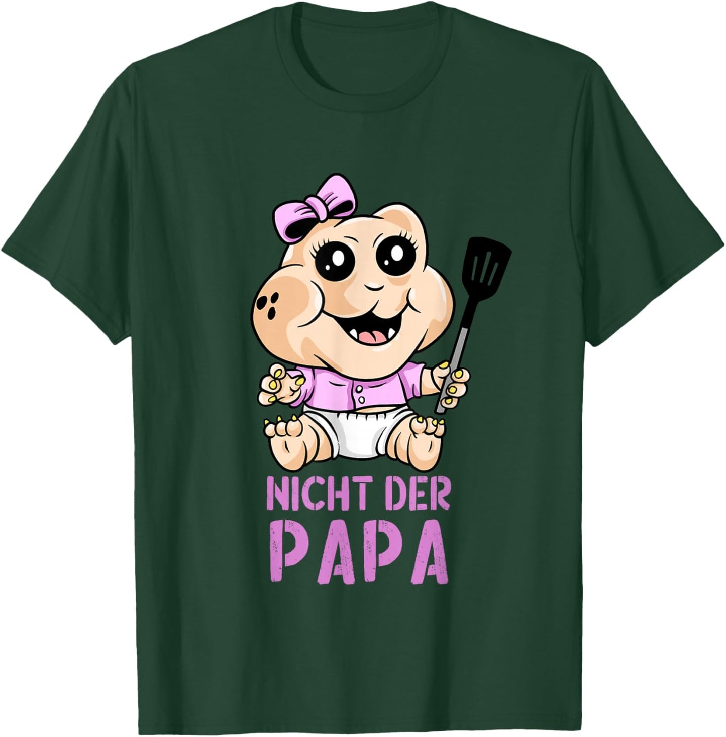 PeeKay Apparel - Fun: Lustiges Baby Dino TV-Wortspiel - Nicht der Papa (Schwarz, S, Kurzarm, Baby, Mama, Cartoon, Vatertag, Weihnachten, Geburtstag) T-Shirt - T-Shirt | Forest