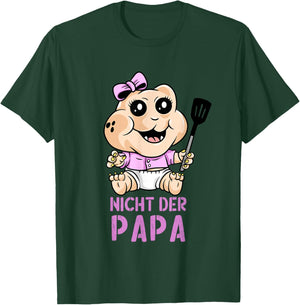 PeeKay Apparel - Fun: Lustiges Baby Dino TV-Wortspiel - Nicht der Papa (Schwarz, S, Kurzarm, Baby, Mama, Cartoon, Vatertag, Weihnachten, Geburtstag) T-Shirt - T-Shirt | Forest
