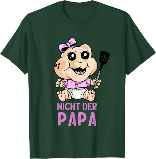 PeeKay Apparel - Fun: Lustiges Baby Dino TV-Wortspiel - Nicht der Papa (Schwarz, S, Kurzarm, Baby, Mama, Cartoon, Vatertag, Weihnachten, Geburtstag) T-Shirt - T-Shirt | Forest