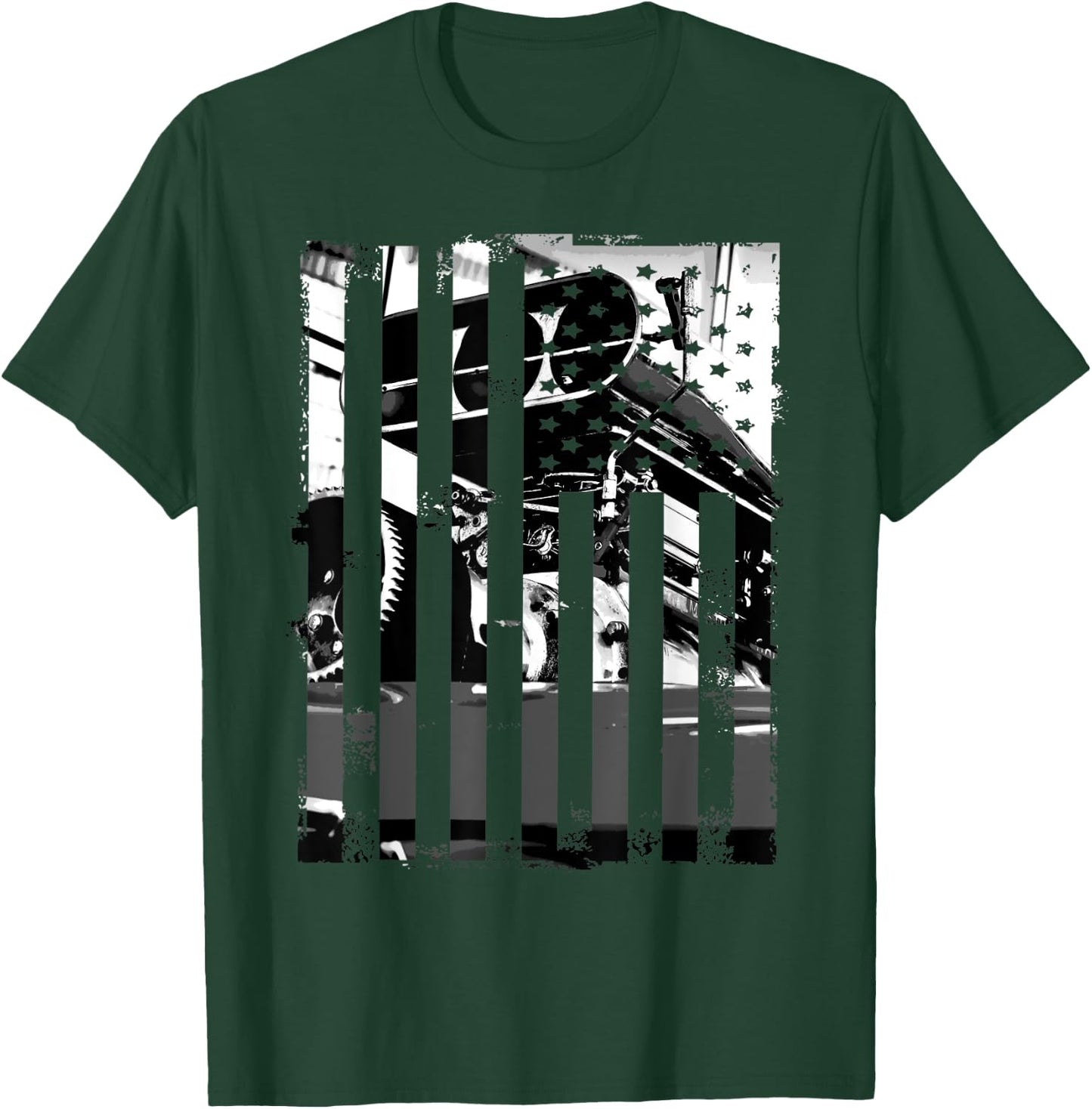 Funny Car Guy Gift - Horsepower American Flag Muscle Car T-Shirt - T-Shirt | Forest