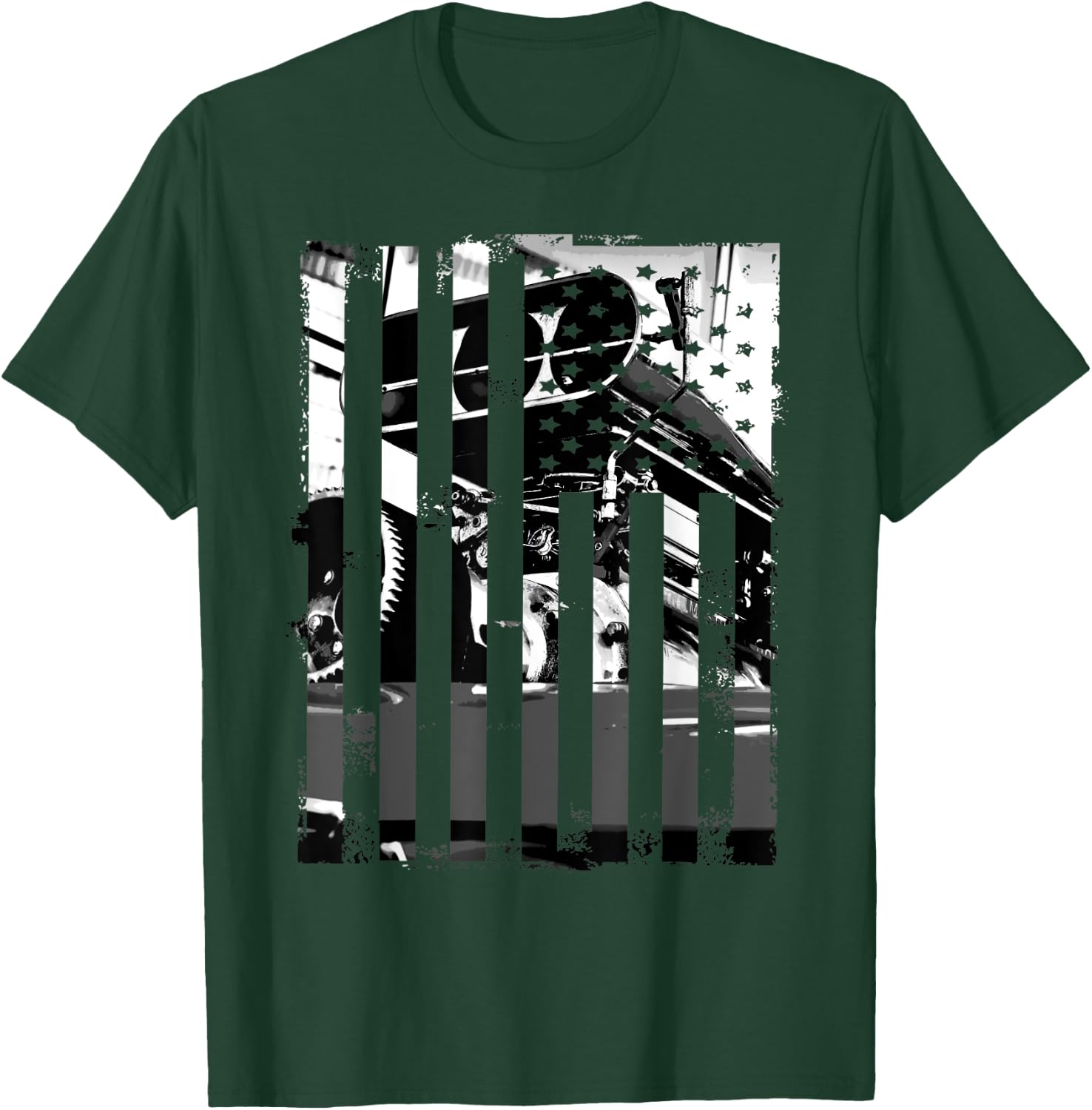 Funny Car Guy Gift - Horsepower American Flag Muscle Car T-Shirt - T-Shirt | Forest