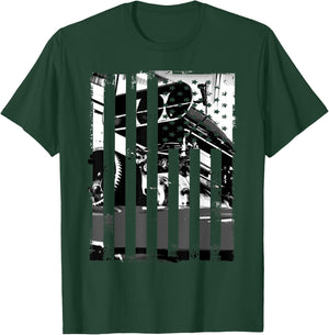 Funny Car Guy Gift - Horsepower American Flag Muscle Car T-Shirt - T-Shirt | Forest