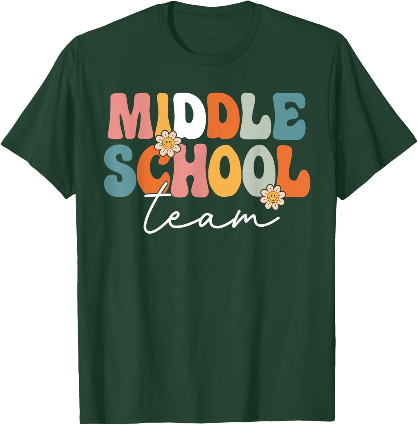 Middle School Team Retro Groovy Back To School 1st Grade T-Shirt - T-Shirt | Forest