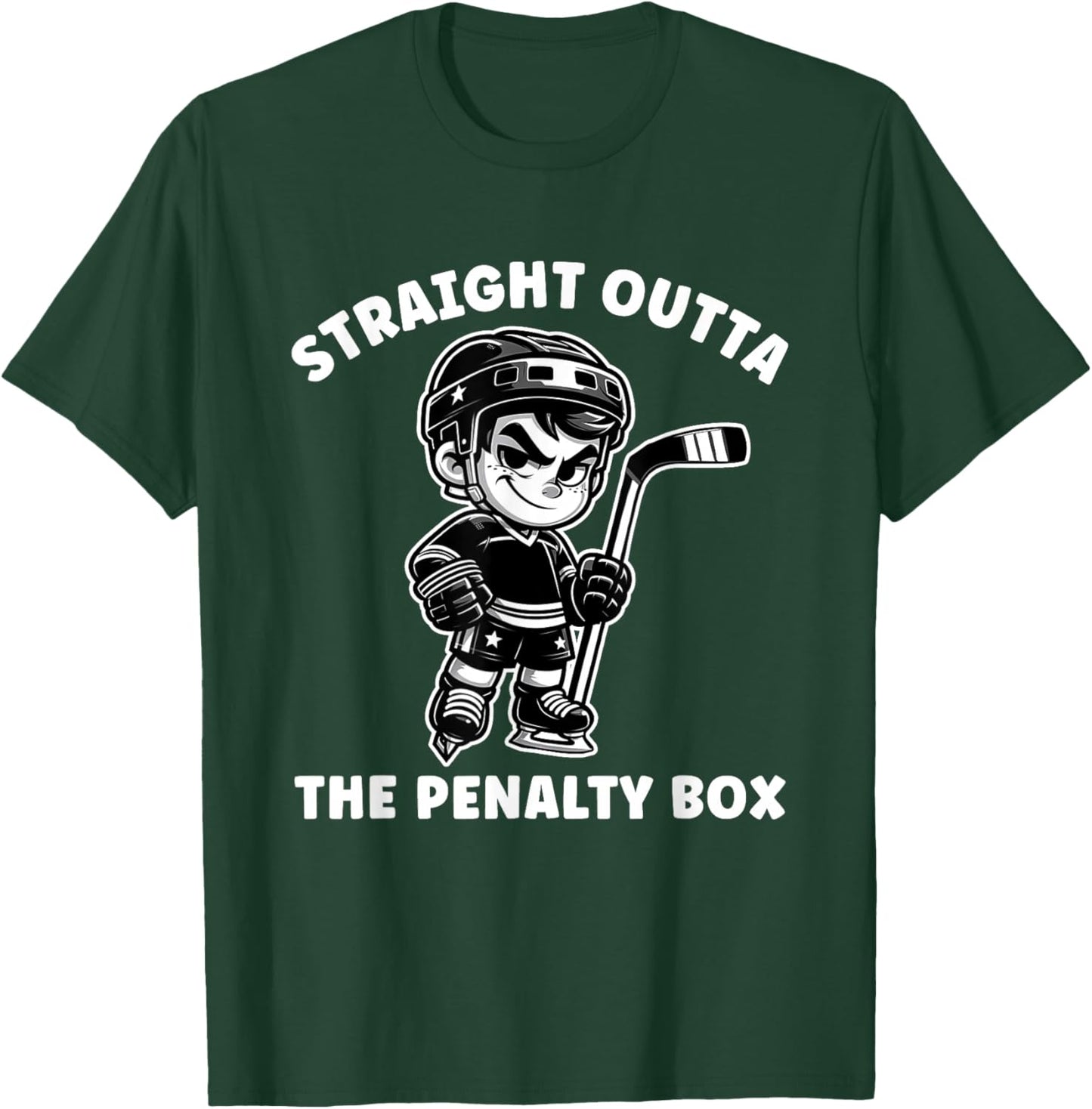 Youth Ice Hockey Funny Straight Outta Penalty Box Boys T-Shirt - T-Shirt | Forest