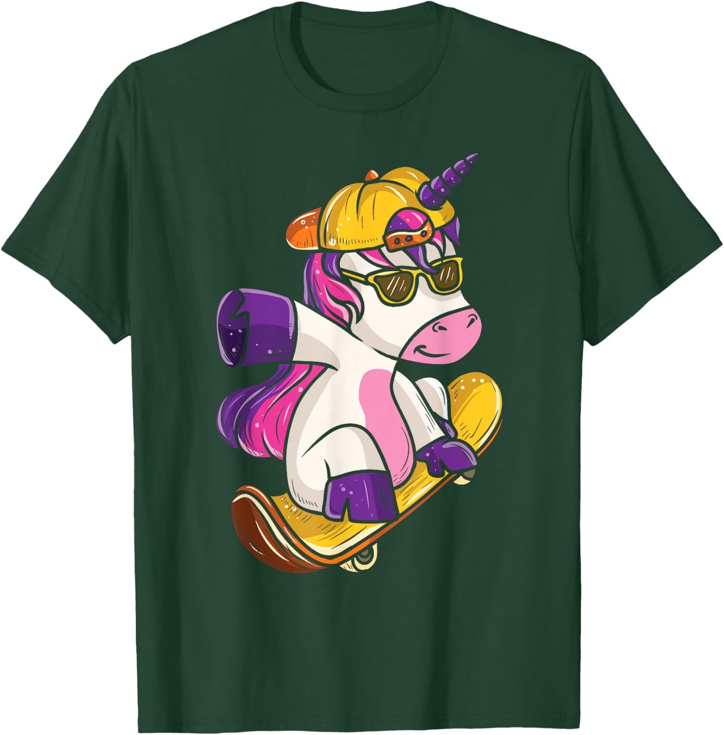 Unicorn Skateboarda Skateboard Art T-Shirt - T-Shirt | Forest