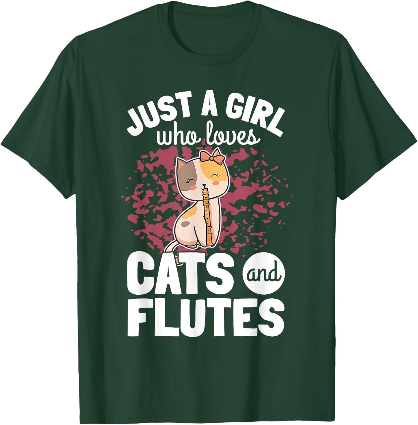 Flten-Geschenke Cat Plays Flute - Men's Black Small Classic Fit Short Sleeve - Flute Player - Casual Vacation Wear - Cute Theme T-Shirt - T-Shirt | Forest