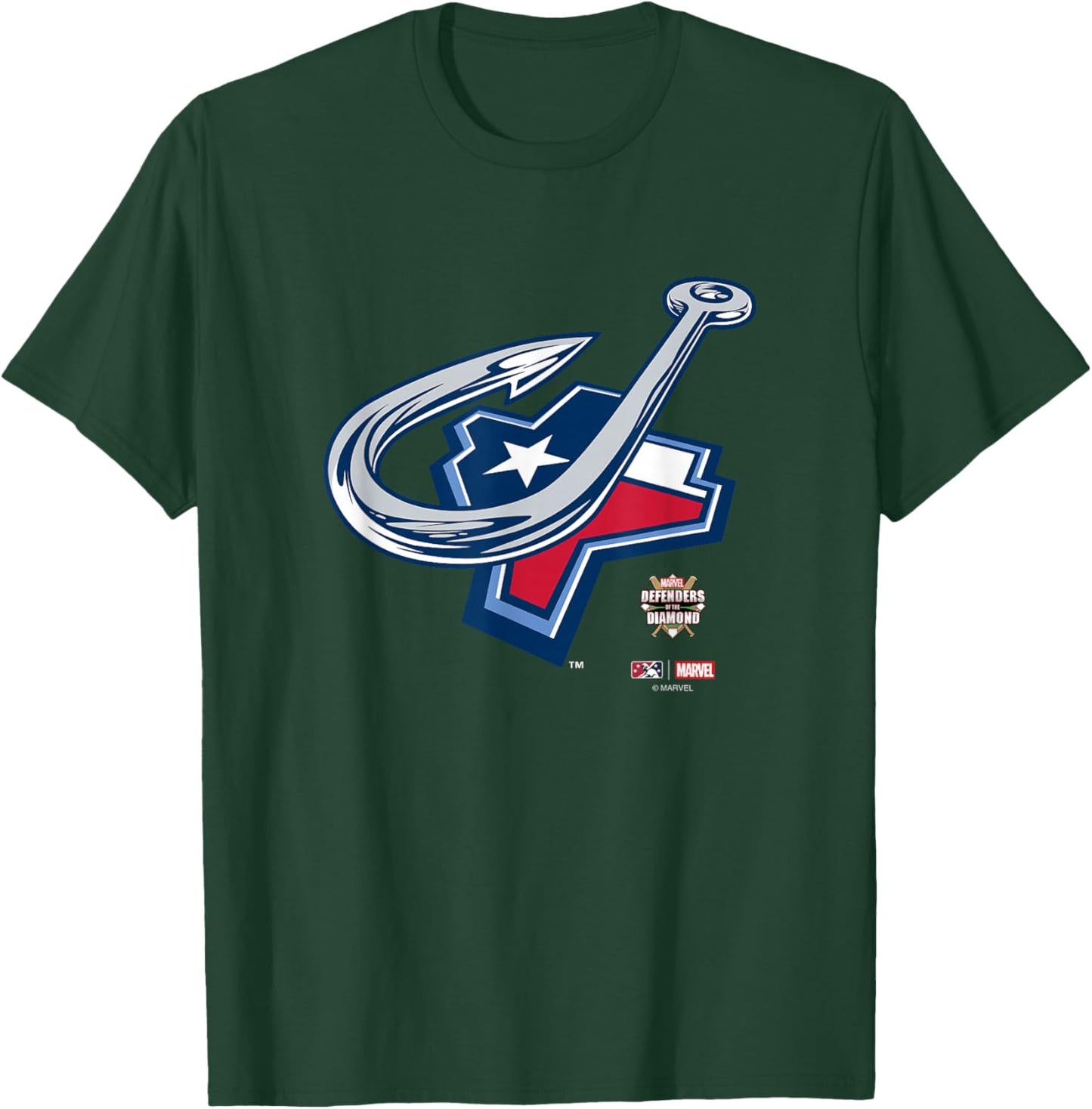Marvel x MiLB Defenders Of The Diamond Corpus Christi Hooks T-Shirt - T-Shirt | Forest