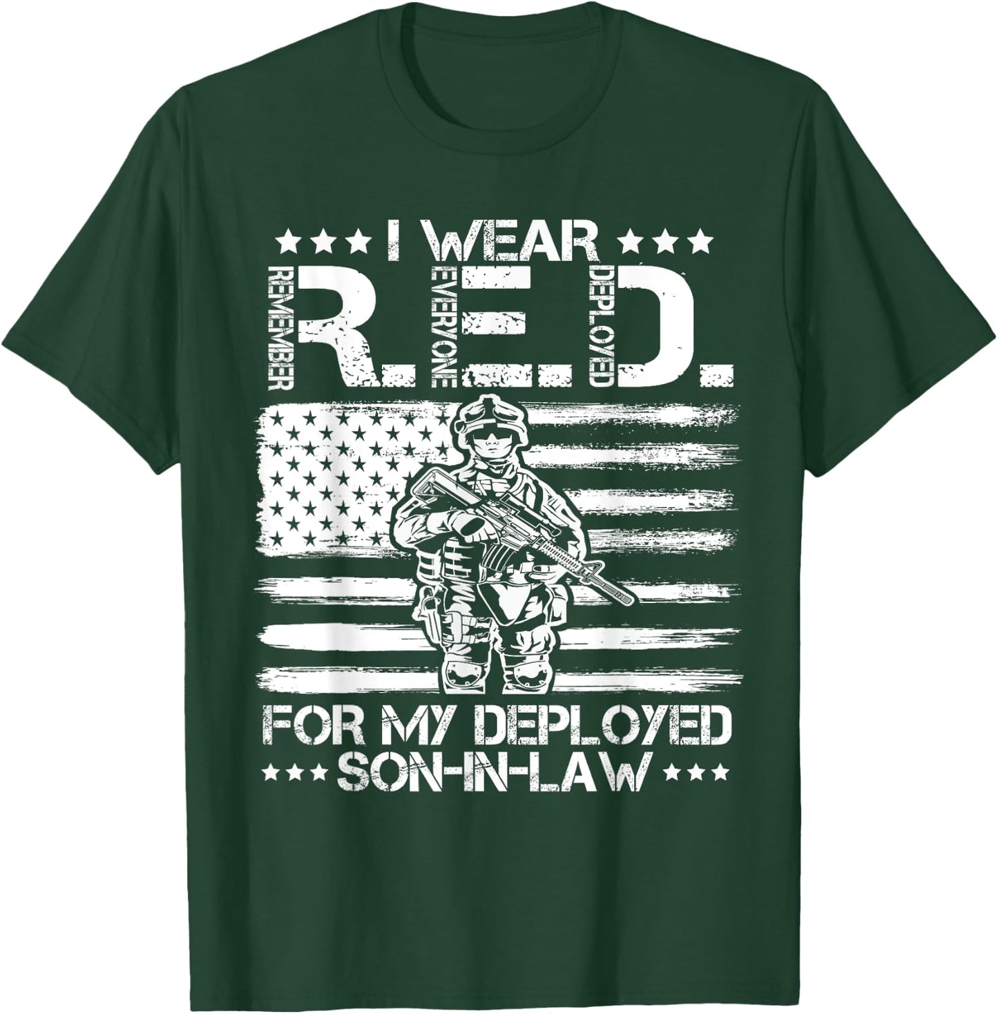 I Wear RED For My Son In Law Remember Everyone Deployed Gift T-Shirt - T-Shirt | Forest