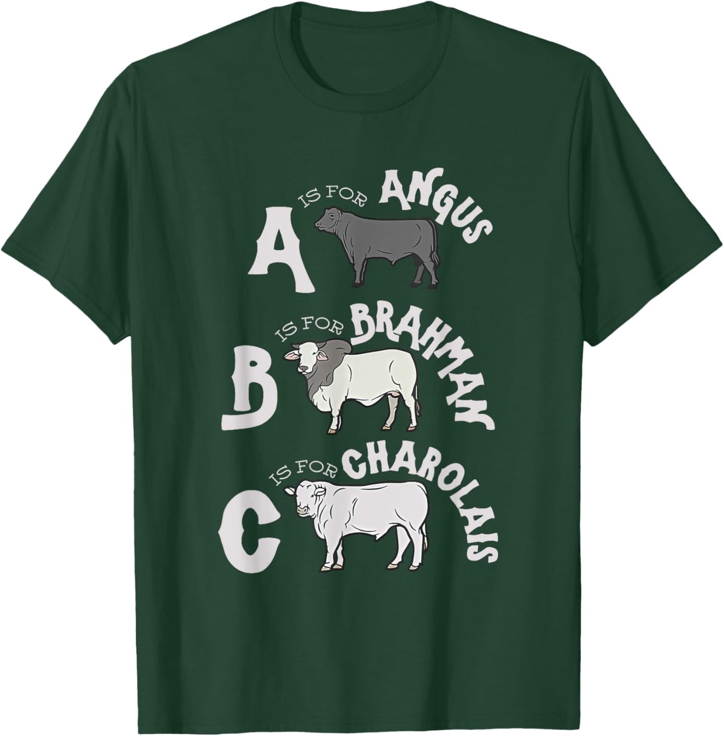 Cow Alphabet Kids Retro ABC Angus Brahman Charolais Toddlers T-Shirt - T-Shirt | Forest