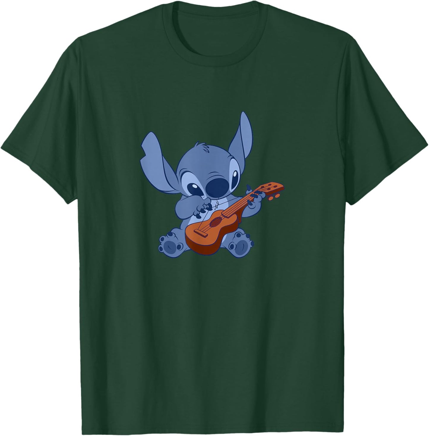 Disney Lilo & Stitch Adorable Ukulele Musical Portrait T-Shirt - T-Shirt | Forest