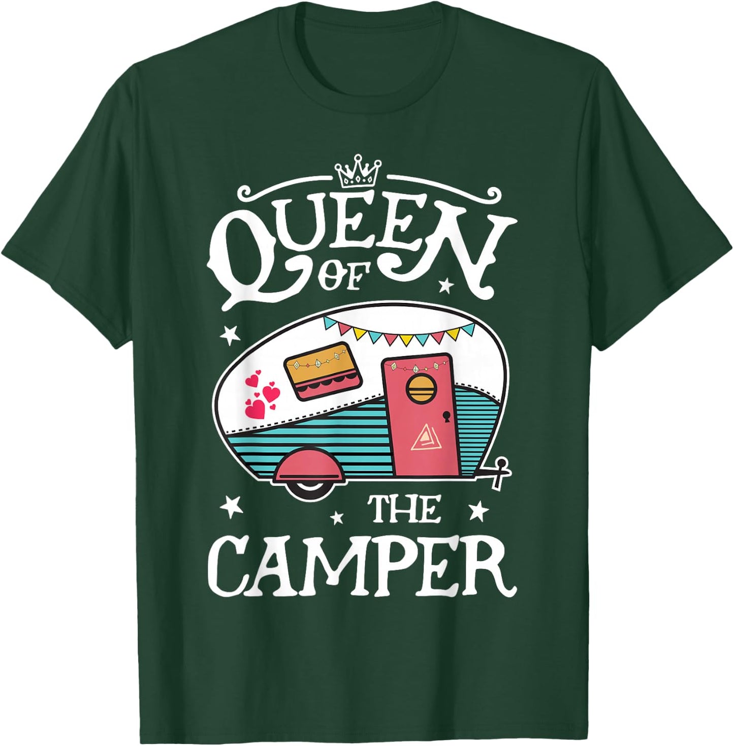 Queen of The Camper Funny Camping Outdoor Women Girls Zip T-Shirt - T-Shirt | Forest