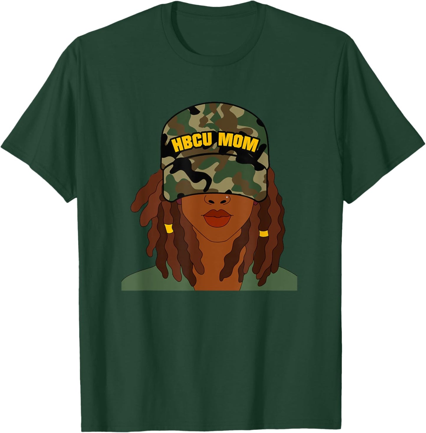 HBCU Mom of Grad Camo Locs T-Shirt - T-Shirt | Forest