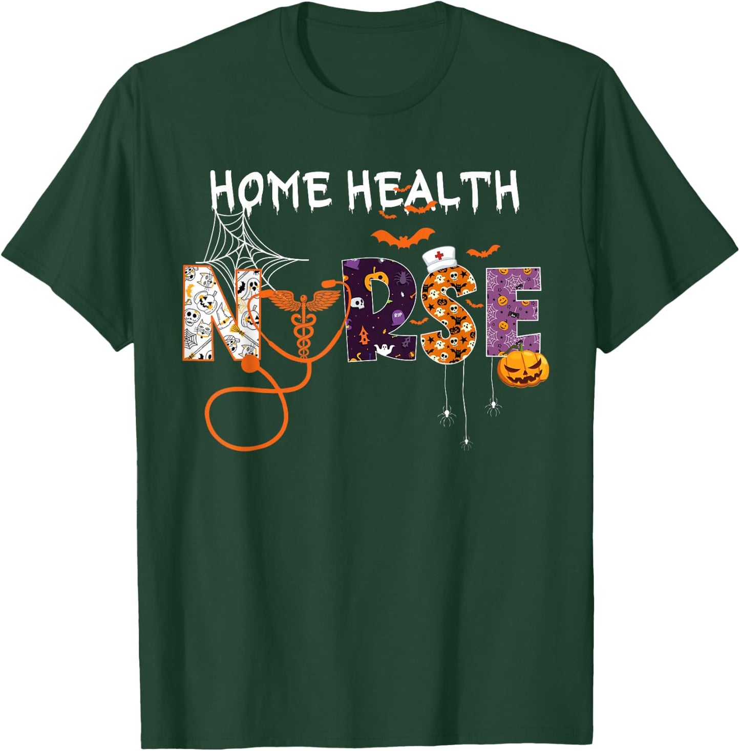 Home Health Nurse Home Care Nursing halloween Nurse spooky T-Shirt - T-Shirt | Forest