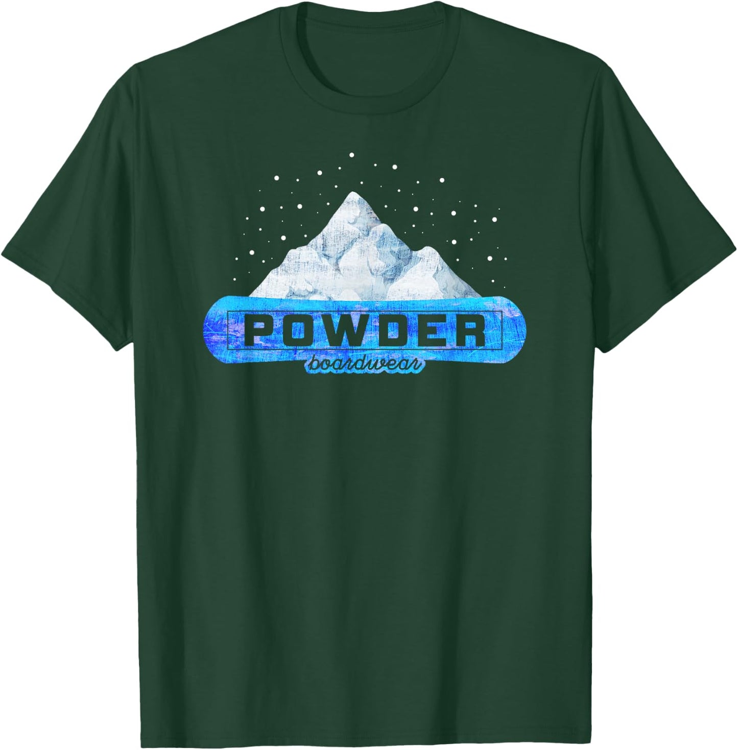 Vintage Powder Boardwear Snowboarding Gift Blue Logo T-Shirt - T-Shirt | Forest