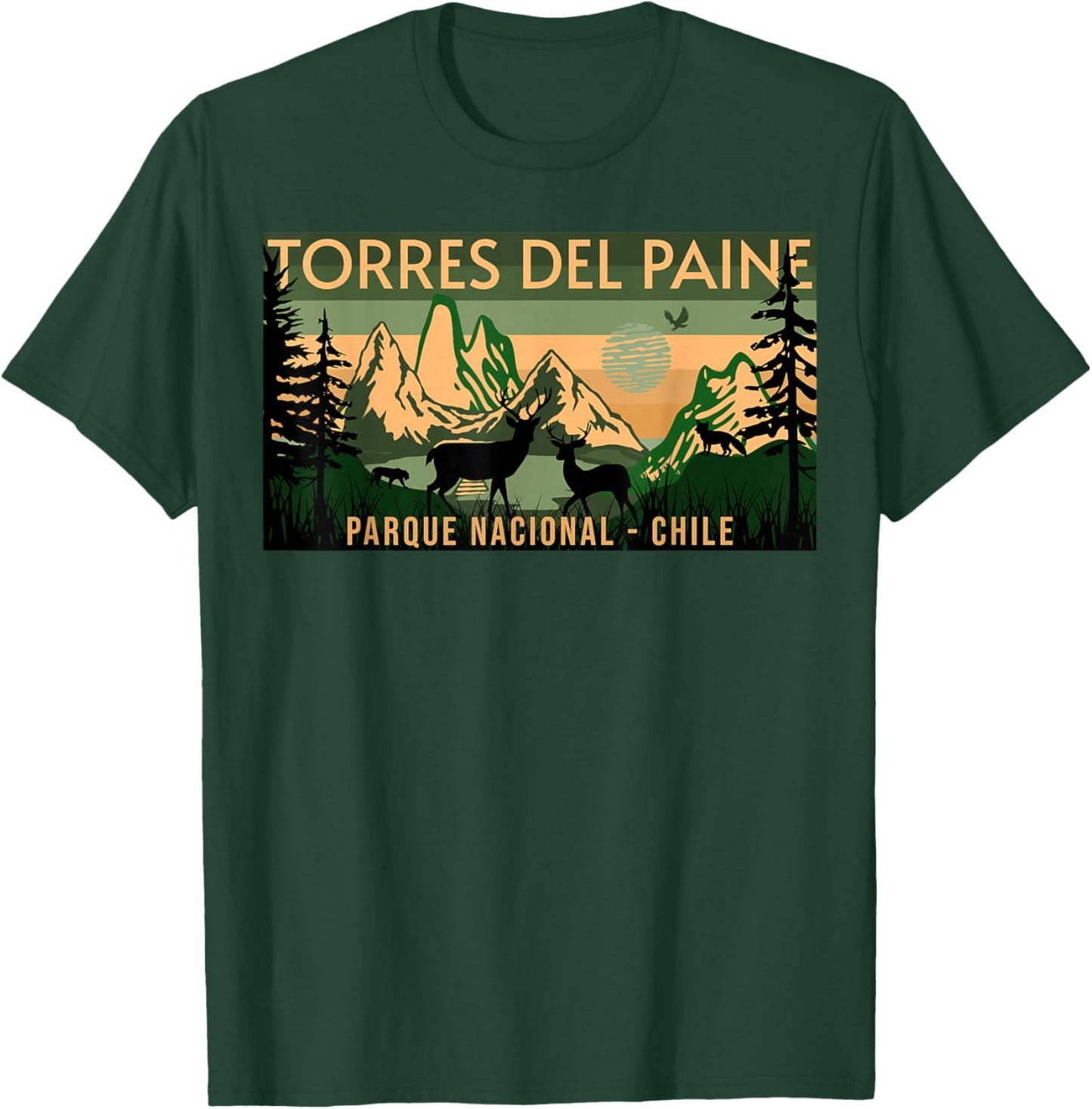 Parque Nacional Torres del Paine Chile , Small, Black T-Shirt - T-Shirt | Forest