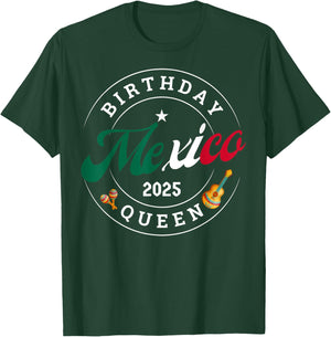 Birthday Queen Mexico 2025 Girl Trip Party Vacation Matching T-Shirt - T-Shirt | Forest