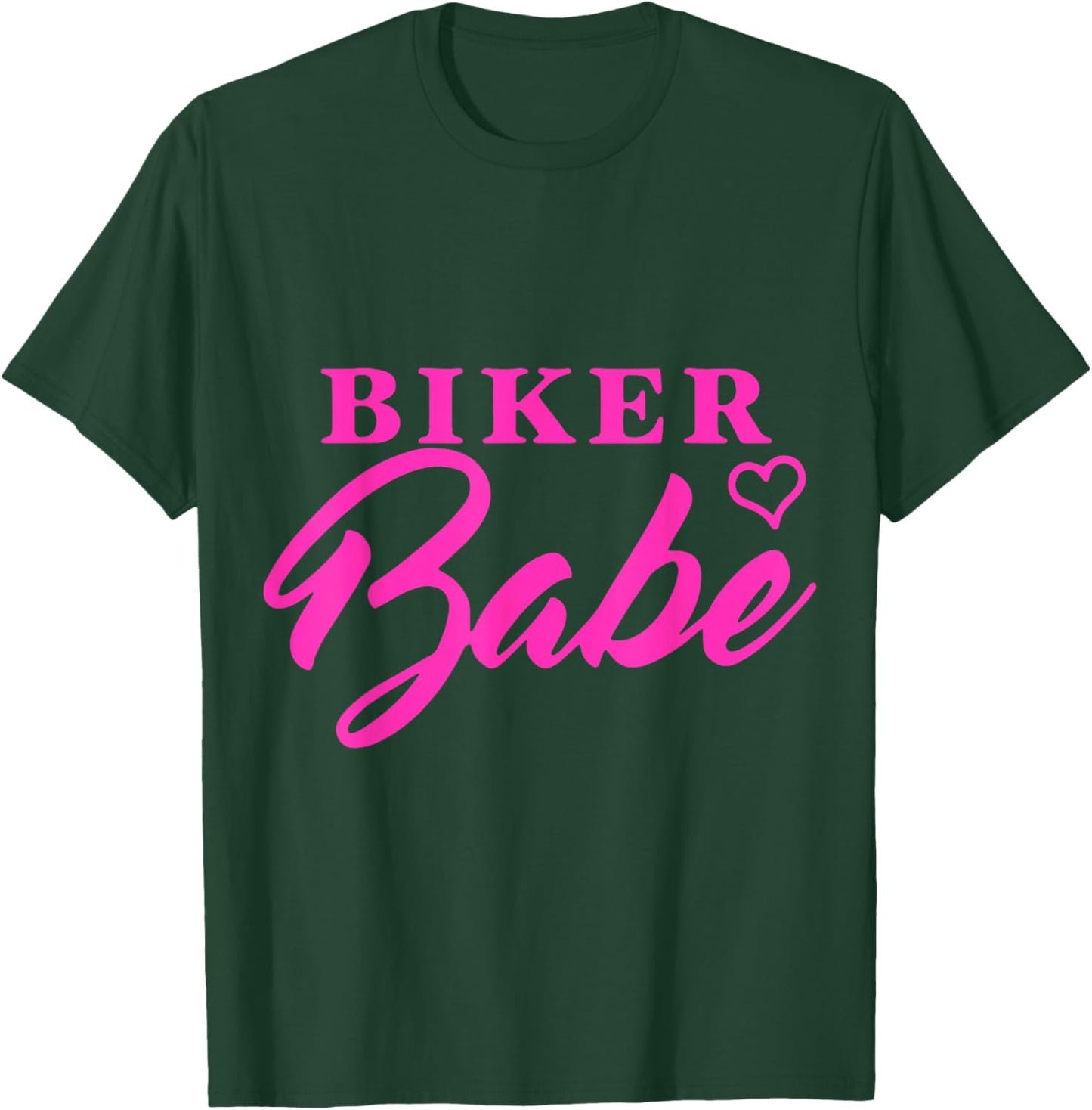 Pink Heart Biker Babe Ladies Motorcycle T-Shirt - T-Shirt | Forest