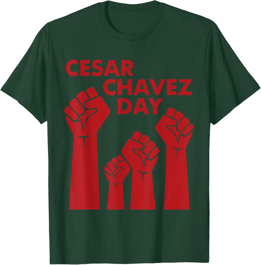 Cesar Chavez Day Women, Raised Fists Red T-Shirt - T-Shirt | Forest