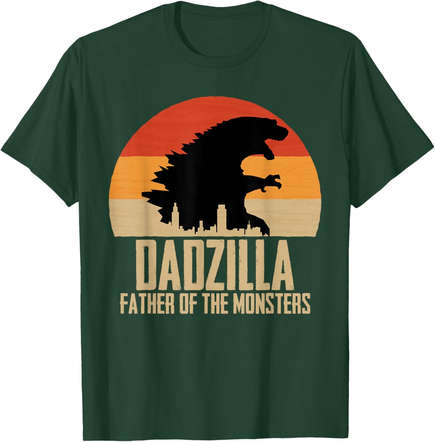 Dinosaur Dad Monsters Father's Day Dadzilla Dino Sunset T-Shirt - T-Shirt | Forest