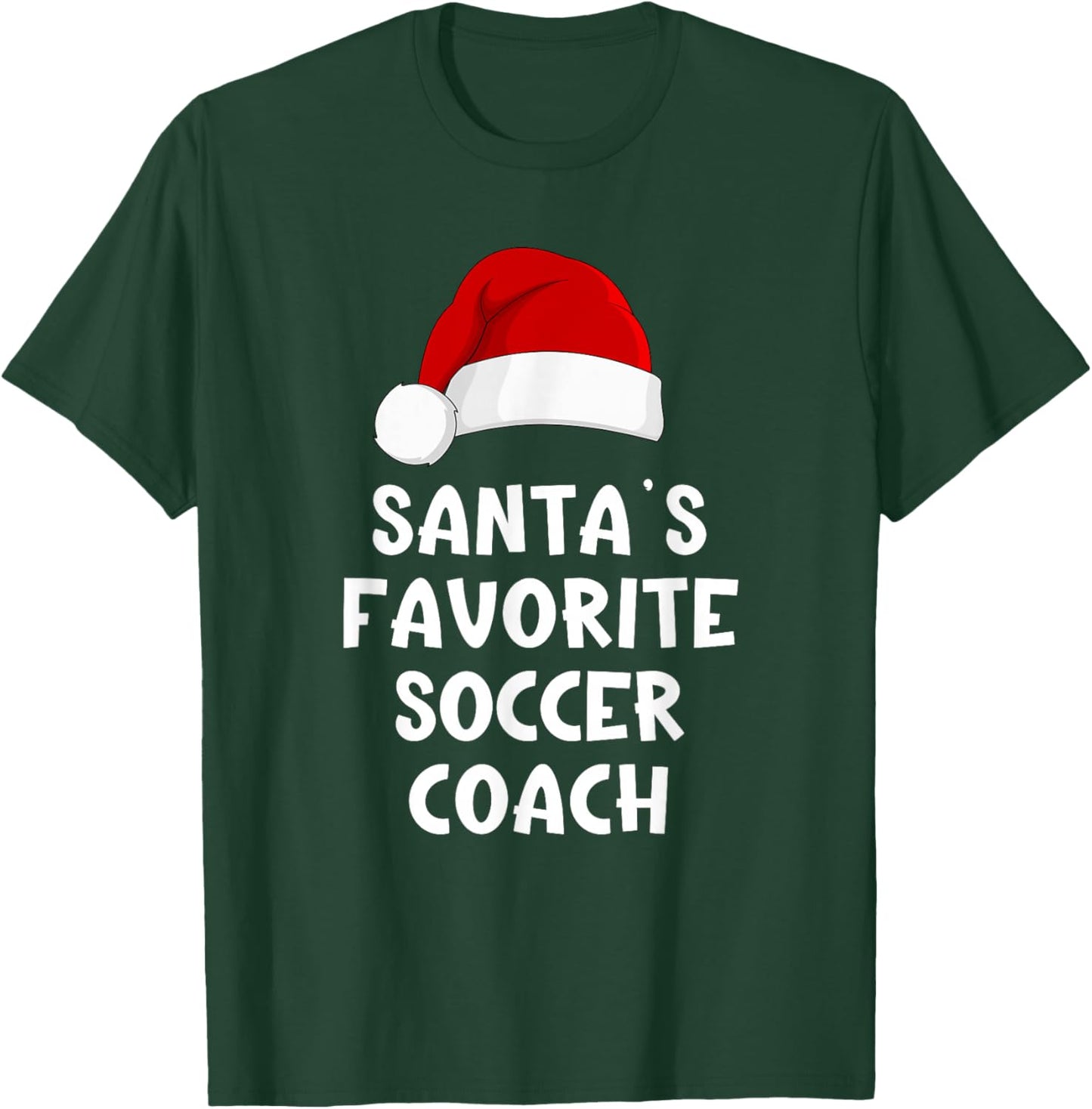 Christmas Santa's Favorite Soccer Coach Funny Xmas Pajama T-Shirt - T-Shirt | Forest