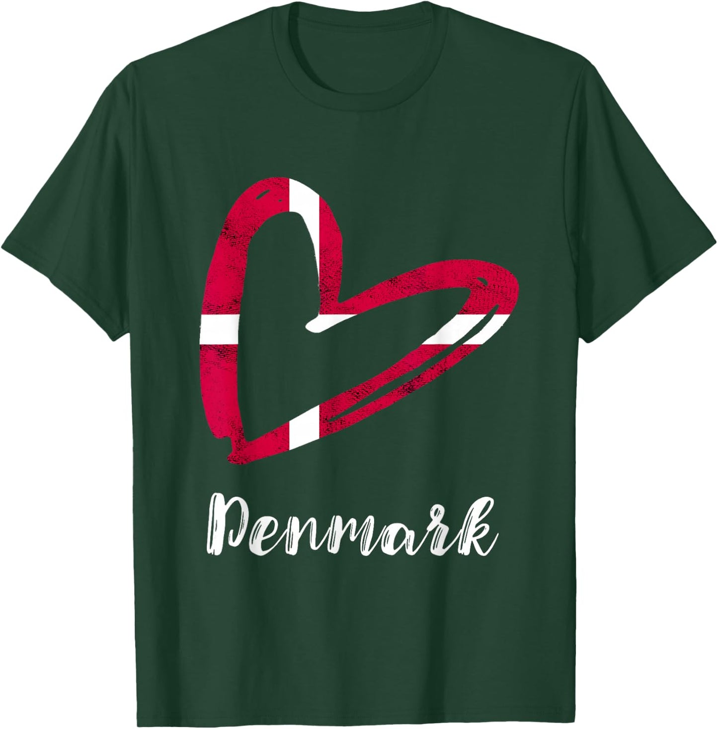 Dansk Denmark Flag Vintage Heart Denmark Danish Roots T-Shirt - T-Shirt | Forest