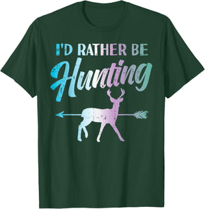 Id Rather Be Hunting Bow Deer Hunter Archer Women Kids Men T-Shirt - T-Shirt | Forest