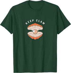Cute Clam Pearl Shell Lover Keep Clam T-Shirt - T-Shirt | Forest