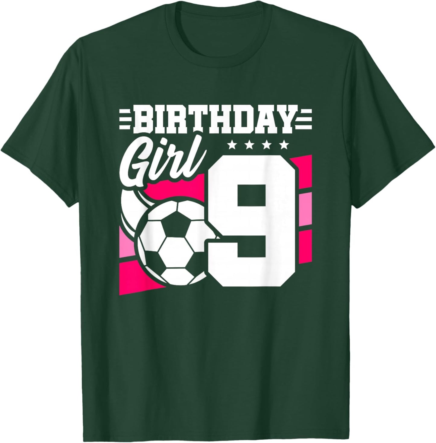 Soccer Birthday Party - 9 Year Old Girl - 9th Birthday T-Shirt - T-Shirt | Forest